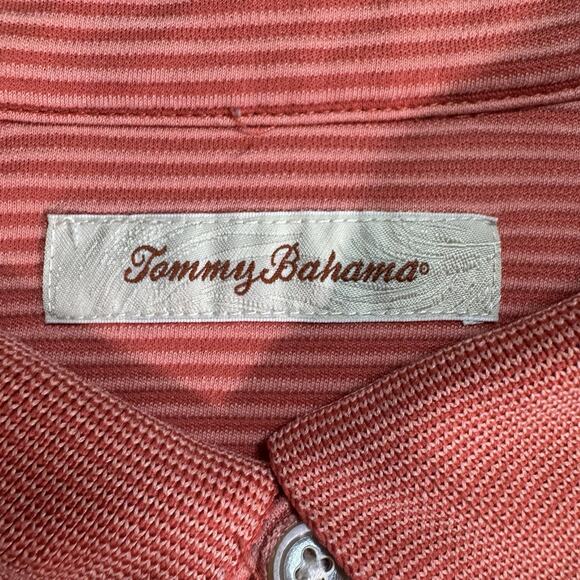 Tommy Bahama Polo Shirt‎ Mens X-Large Stripe Orange Modal Poly Short Sleeve - Picture 2 of 7